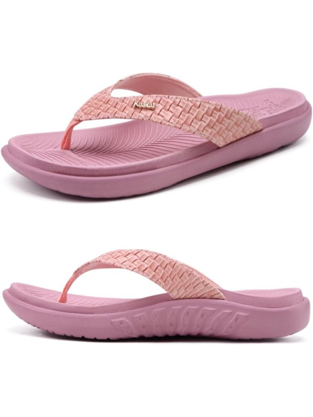 Women's Light Pink Flip Flops Arch Support Cushioned Thong Sandals Comfortable